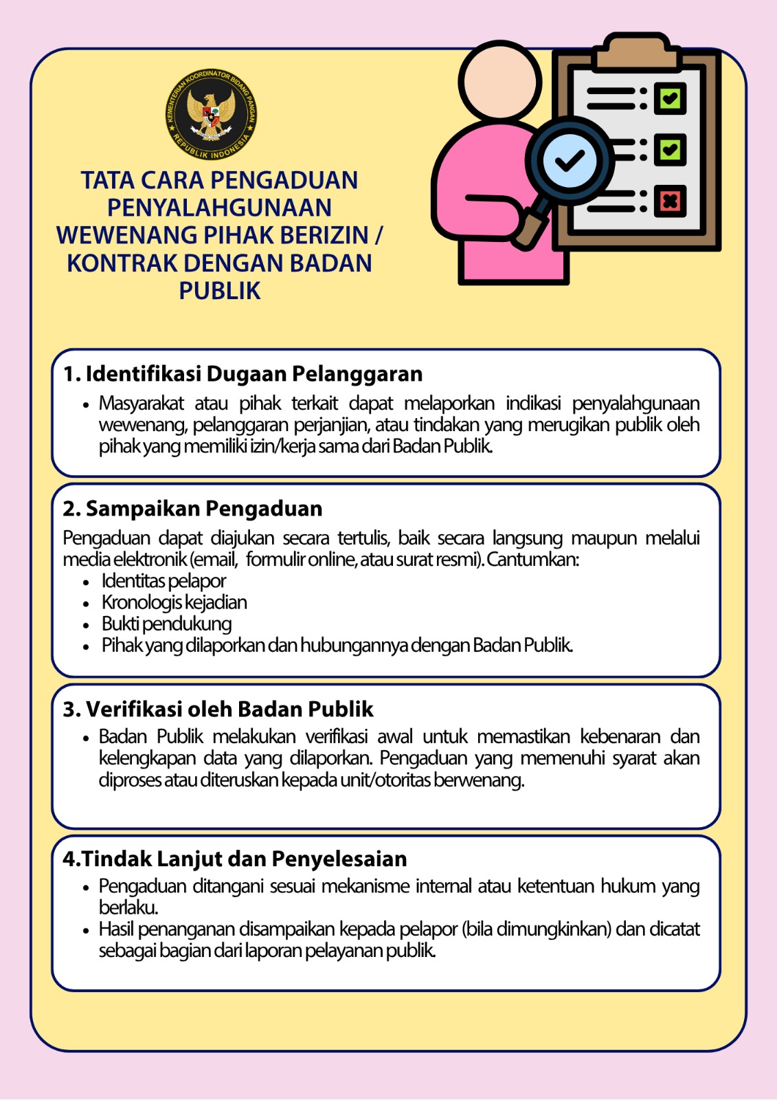 Tata Cara Pengaduan Penyalahgunaan Wewenang Pihak Berizin / Kontrak Dengan Badan Publik 